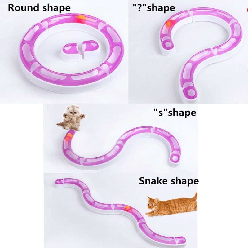 Interactive plastic cat chasing ball track toy