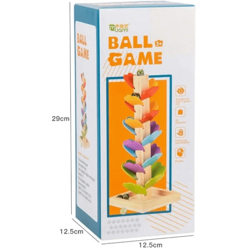 Wooden fallen leaves and marbles stacking toy