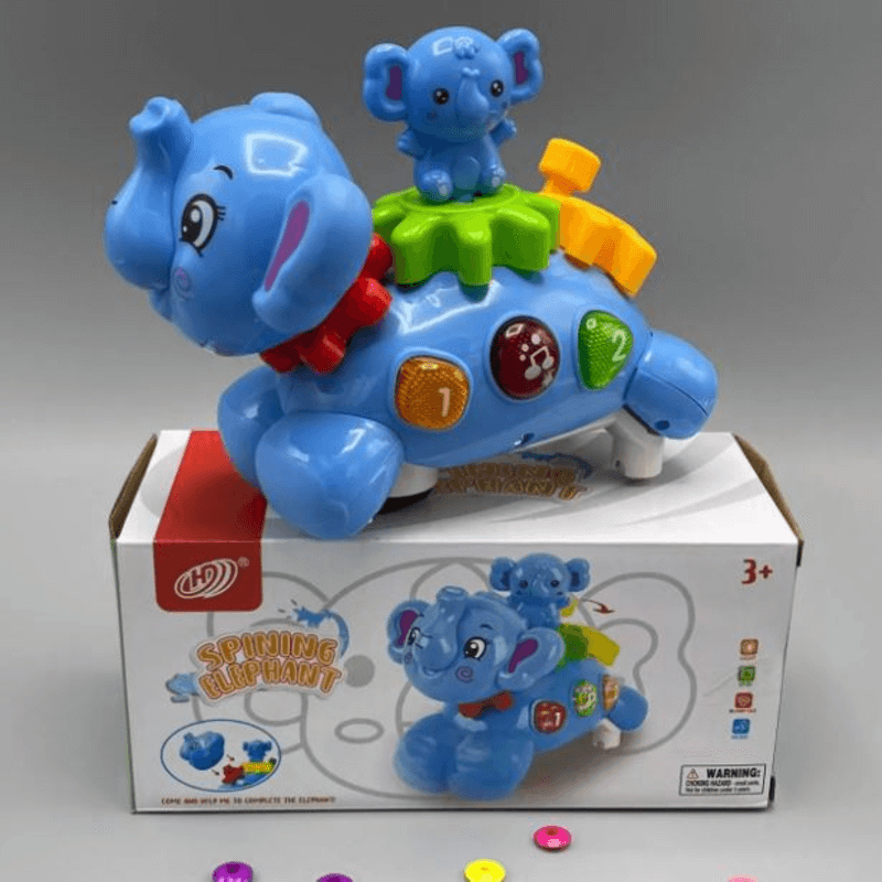 Spinning elephant with baby on back kids toy