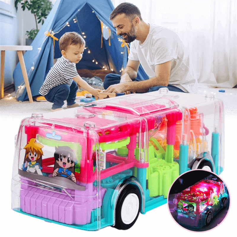 Mini auto flashing gear bus toy