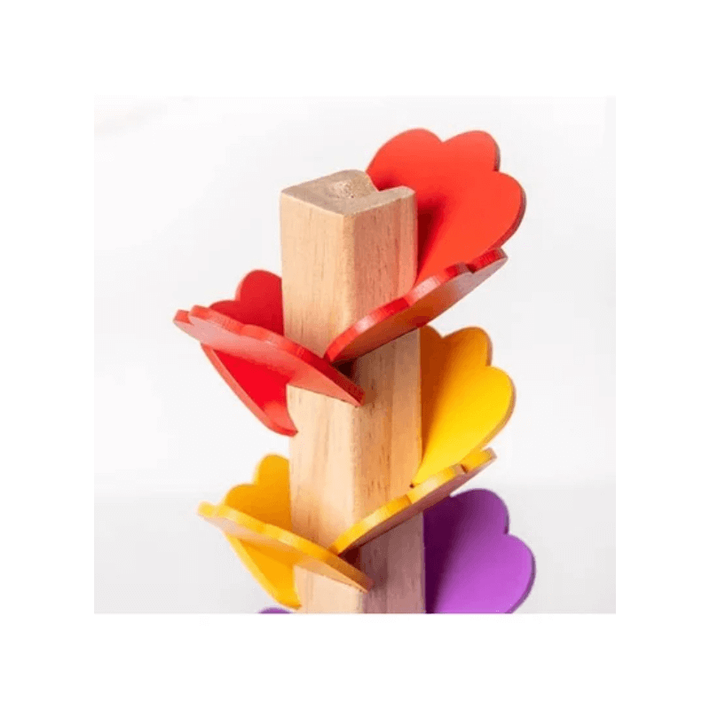 Wooden fallen leaves and marbles stacking toy