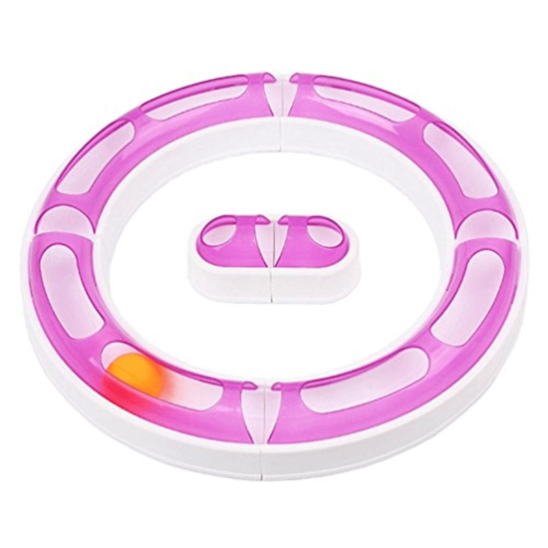 Interactive plastic cat chasing ball track toy