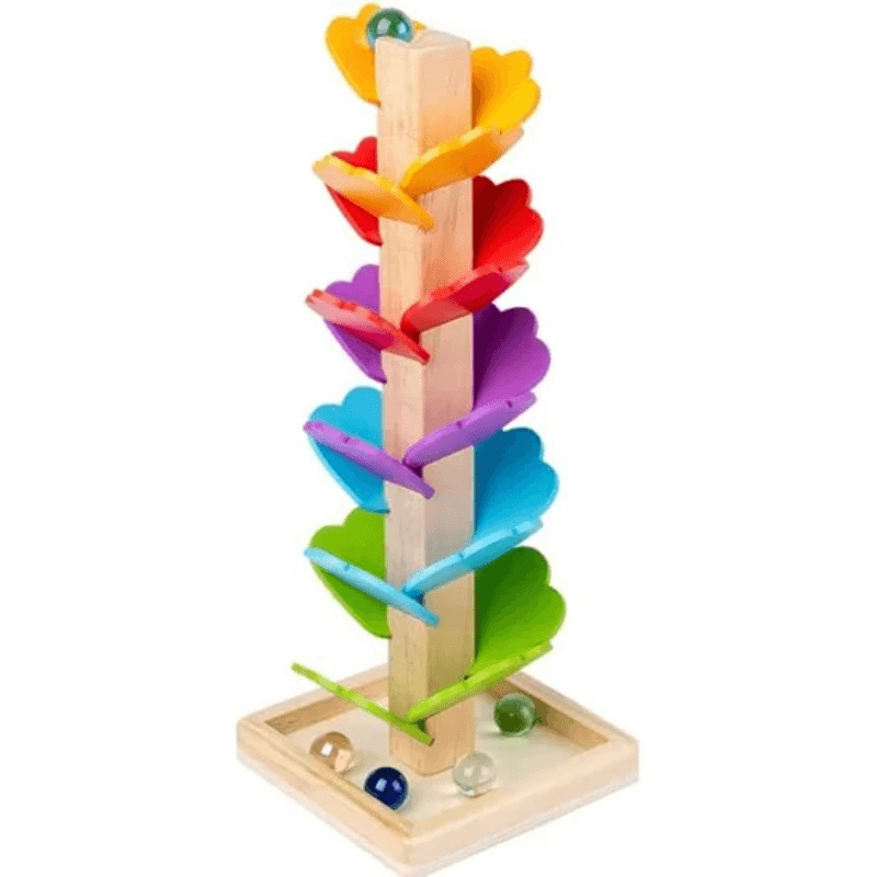 Wooden fallen leaves and marbles stacking toy