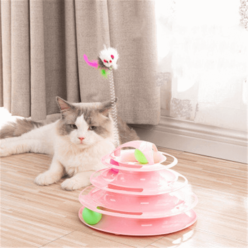 4 level ball training cat toy