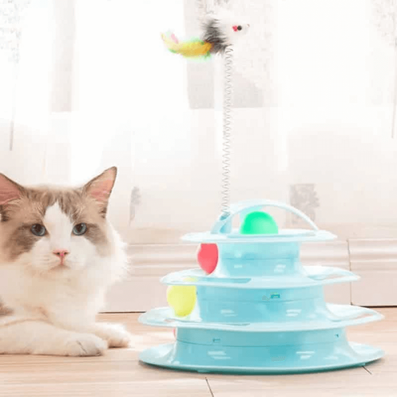 4 level ball training cat toy