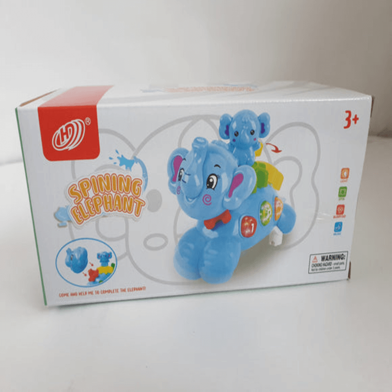 Spinning elephant with baby on back kids toy