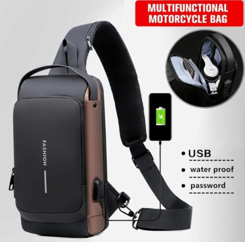 Men's anti-theft waterproof crossbody usb port with num lock - Prozone