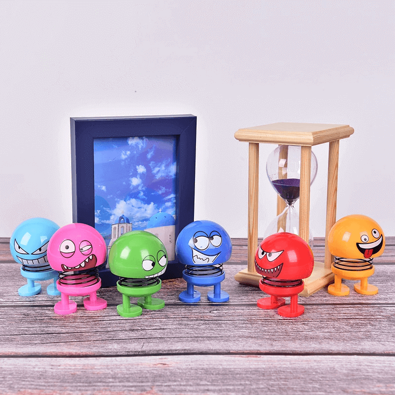 2 pcs funny shaking head bouncing car pendant doll