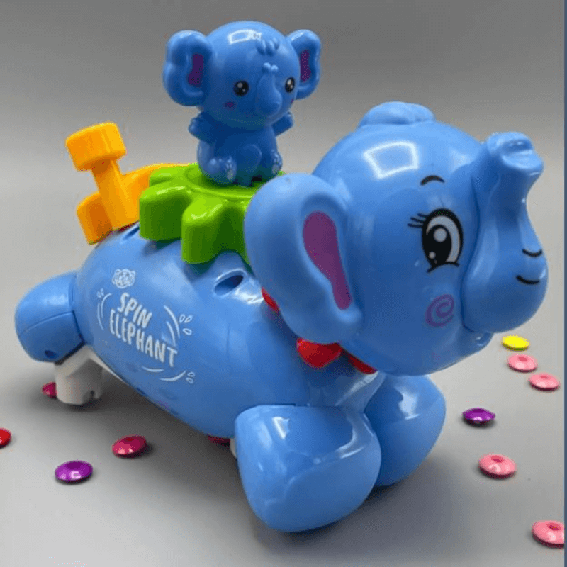 Spinning elephant with baby on back kids toy