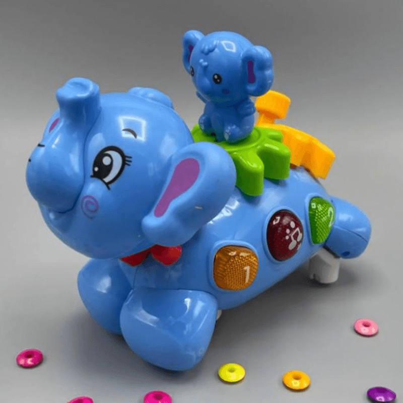 Spinning elephant with baby on back kids toy