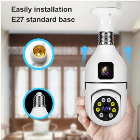 Dual lenses mini ptz full hd bulb camera with e27 socket