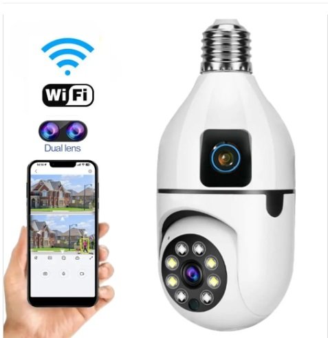 Dual lenses mini ptz full hd bulb camera with e27 socket