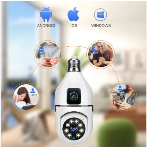 Dual lenses mini ptz full hd bulb camera with e27 socket