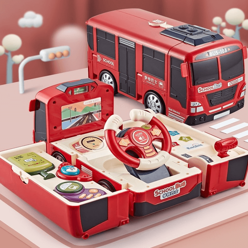 Big deformation school bus electric music toy