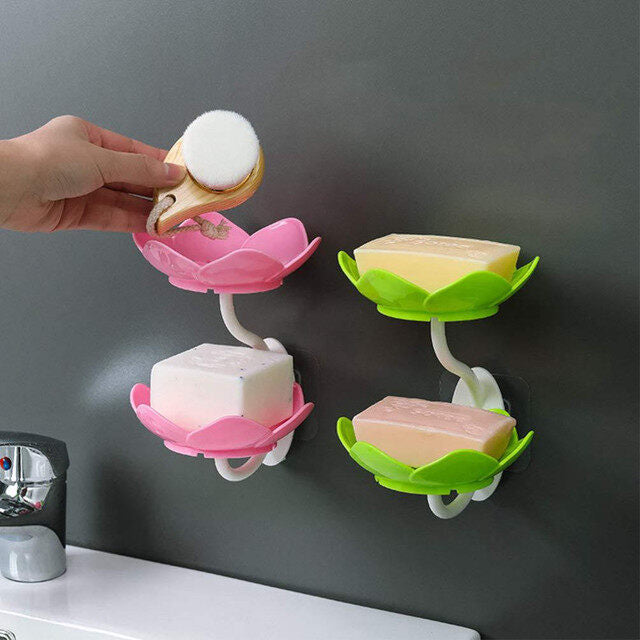 Wall mounted double layer lotus flower shaped soap holder - Prozone