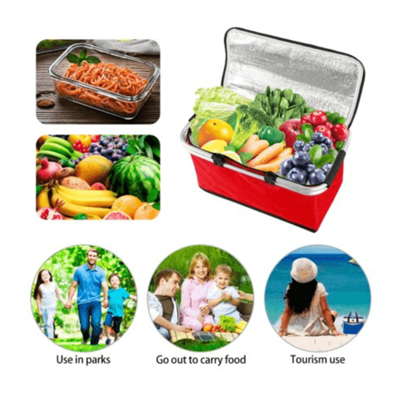 Portable outdoor picnic storage basket 30l