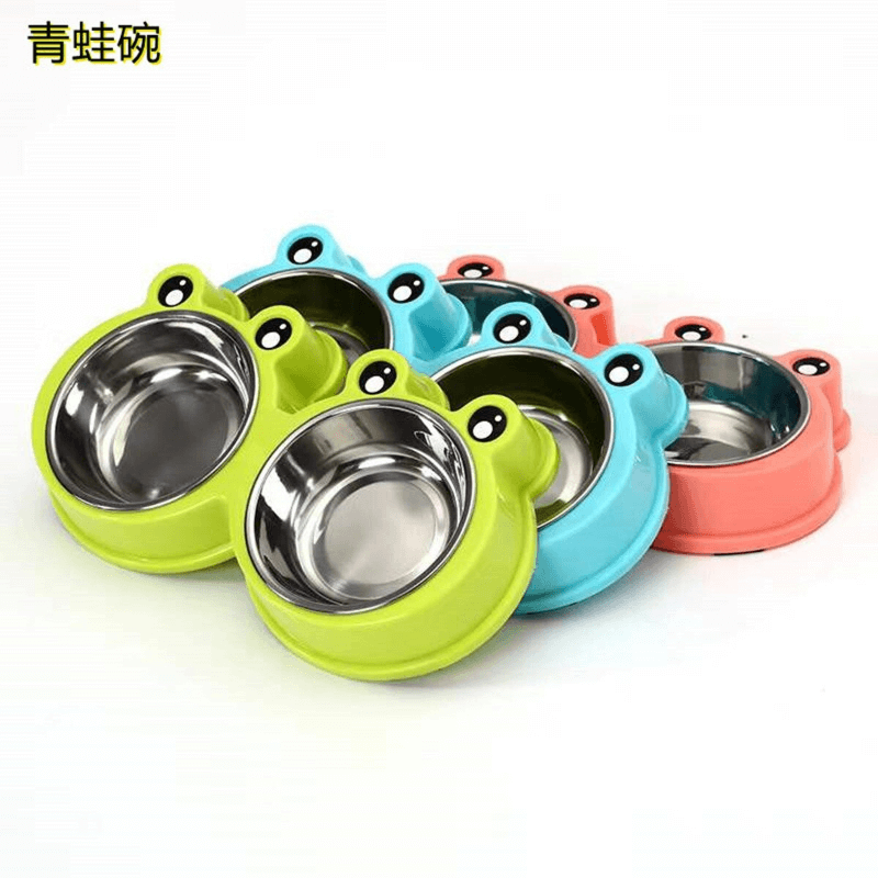 Frog designed resin stainless steel pet bowl