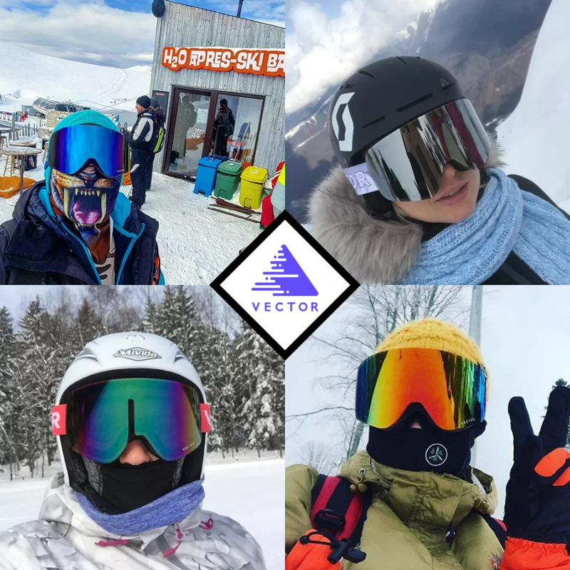 Ski safety goggles double lens uv400 anti fog snow glasses