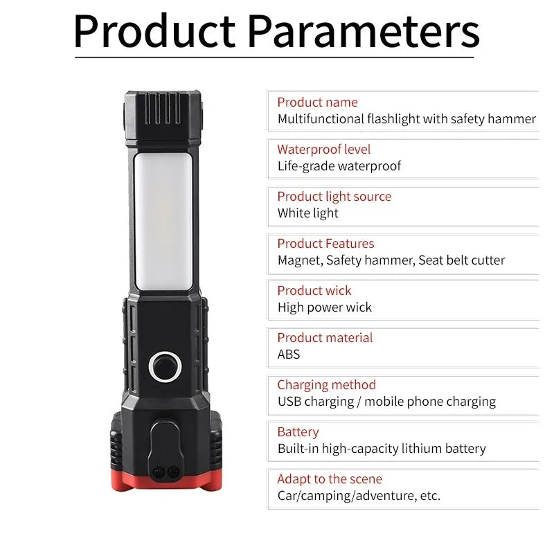 Portable led flashlight with hammer - Prozone