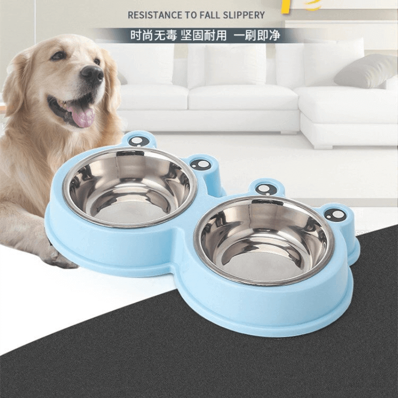 Frog designed resin stainless steel pet bowl