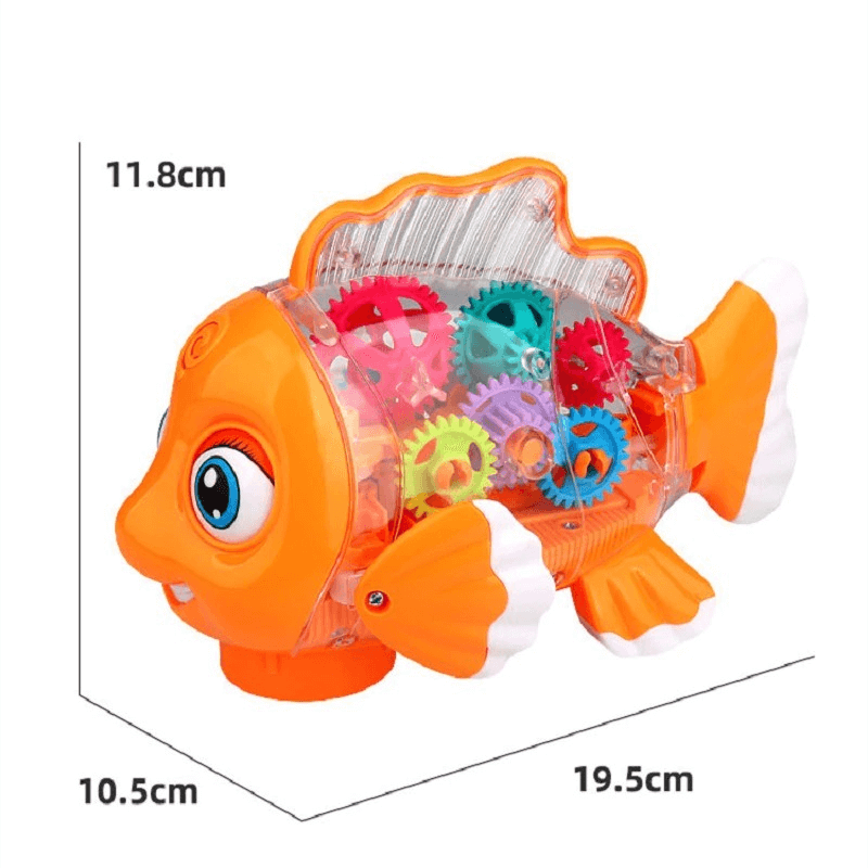 Electric transparent gear fish musical toy