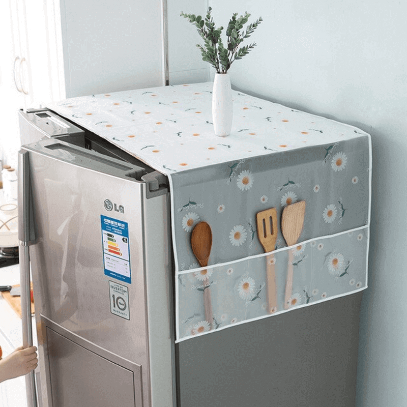 Dust proof fridge cover with 3 pockets