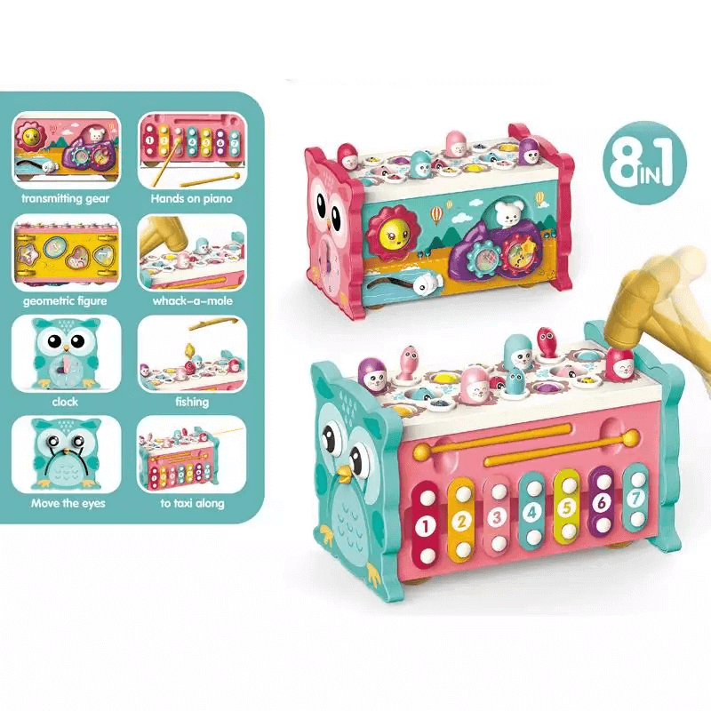 8 in 1 educational activity box xylophone hammer whack