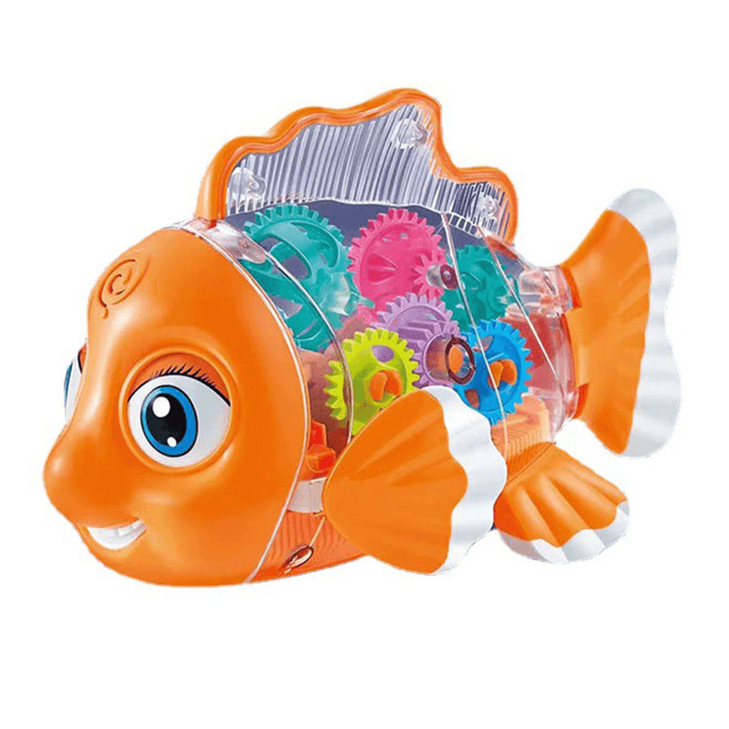 Electric transparent gear fish musical toy
