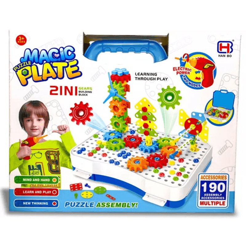 2 in 1 magic plate puzzle building blocks 190 pcs
