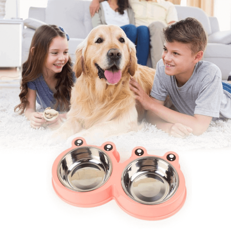 Frog designed resin stainless steel pet bowl