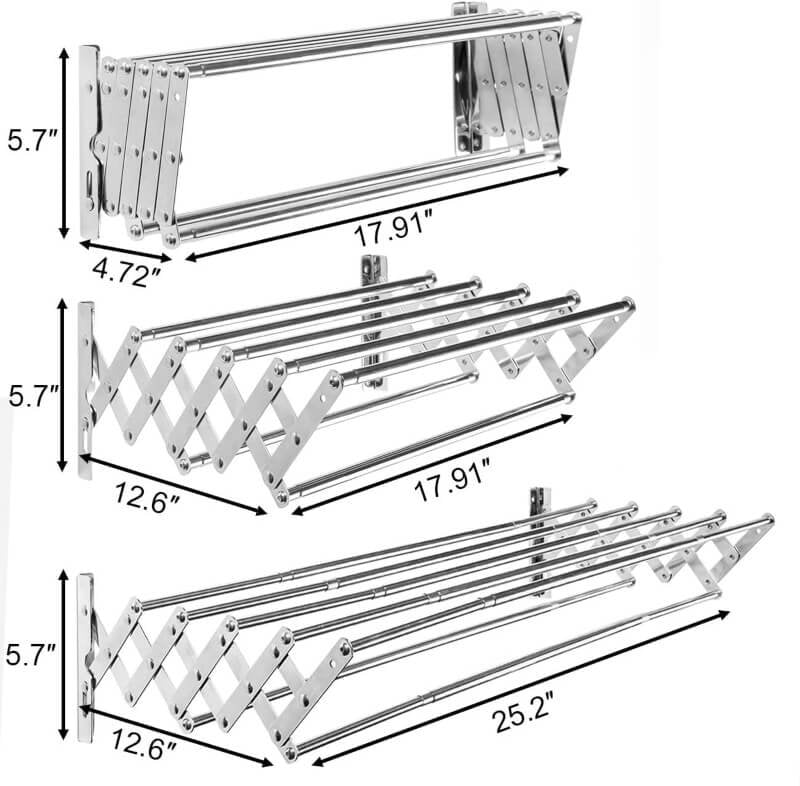 Stainless steel space saver rack wall mounted