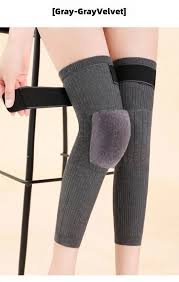 2 pcs non-slip cashmere wool knee pads brace leg warmer with strap adjustable for men & women