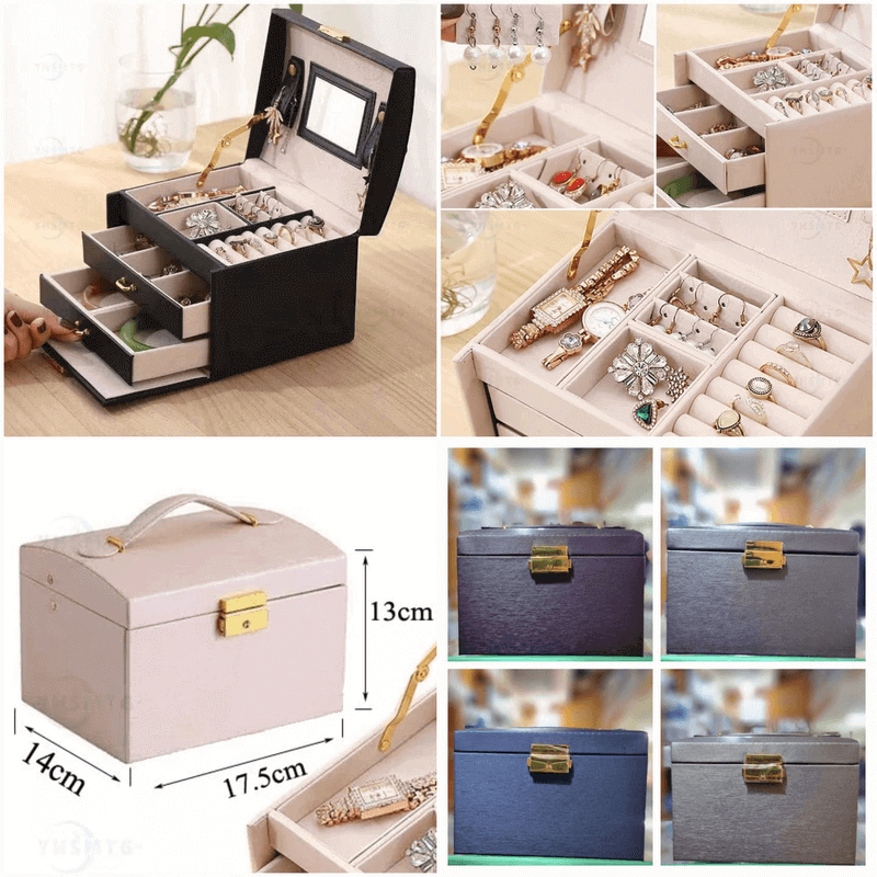 Generic 3 layers leather jewelry box
