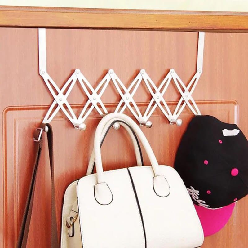 Stainless steel door behind hanger