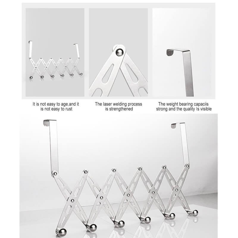 Stainless steel door behind hanger