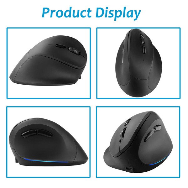 Ergonomic wireless vertical mouse with rechargeable built in battery