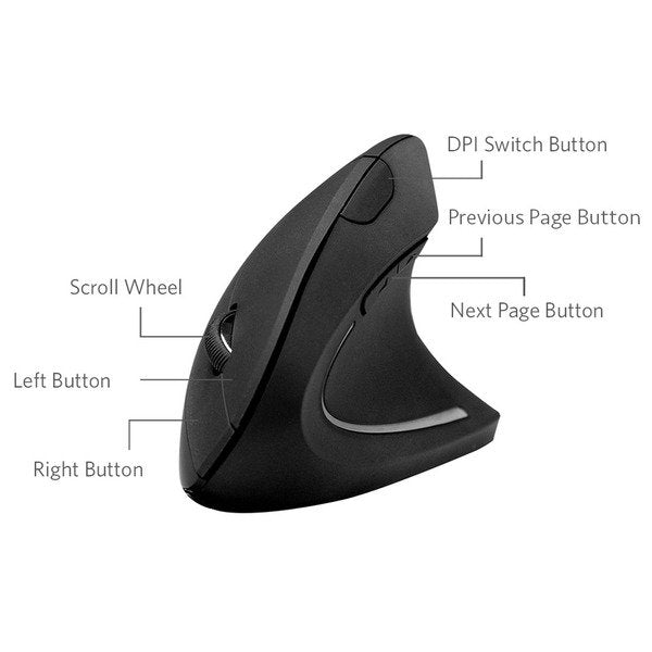 Ergonomic wireless vertical mouse with rechargeable built in battery