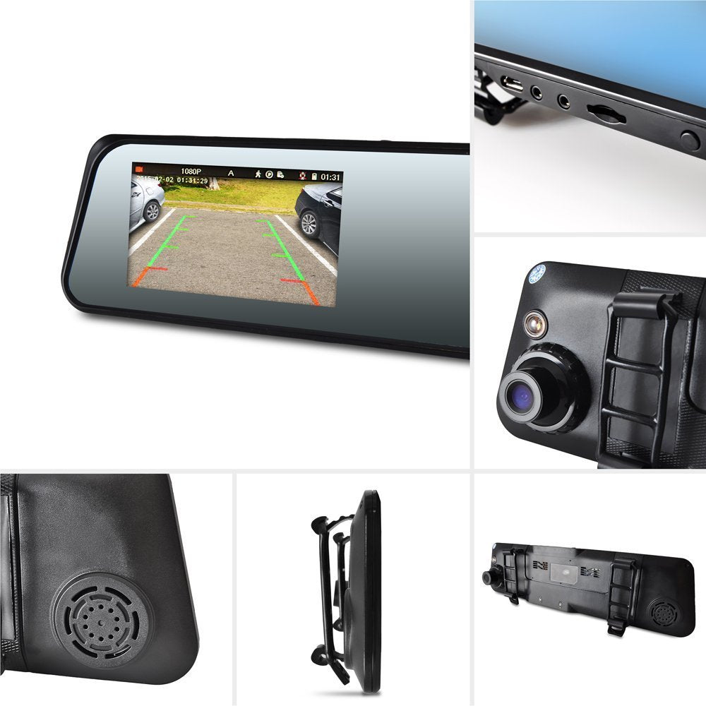 Full hd 1080p dual cameras on rearview mirror