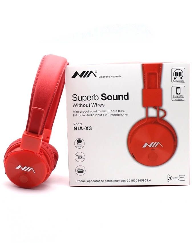 Nia x3 bluetooth wireless headphone red