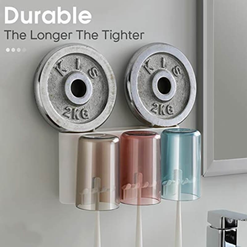 3 cups toothbrush holder with toothpaste dispenser-squeezer