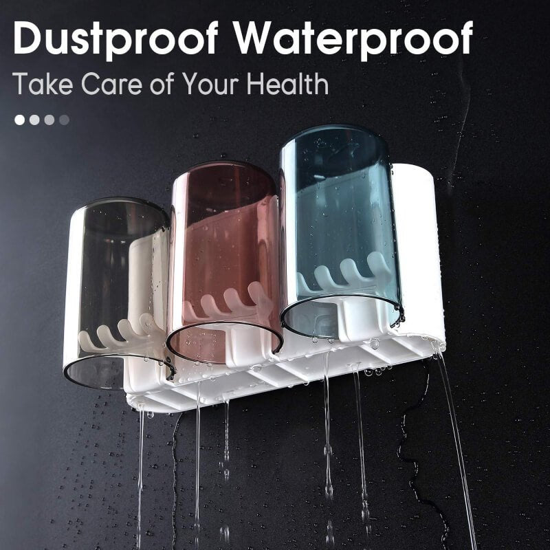 3 cups toothbrush holder with toothpaste dispenser-squeezer