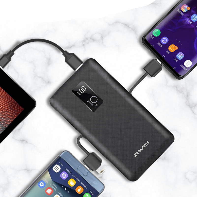 10000mah power bank awei p8k fast charging