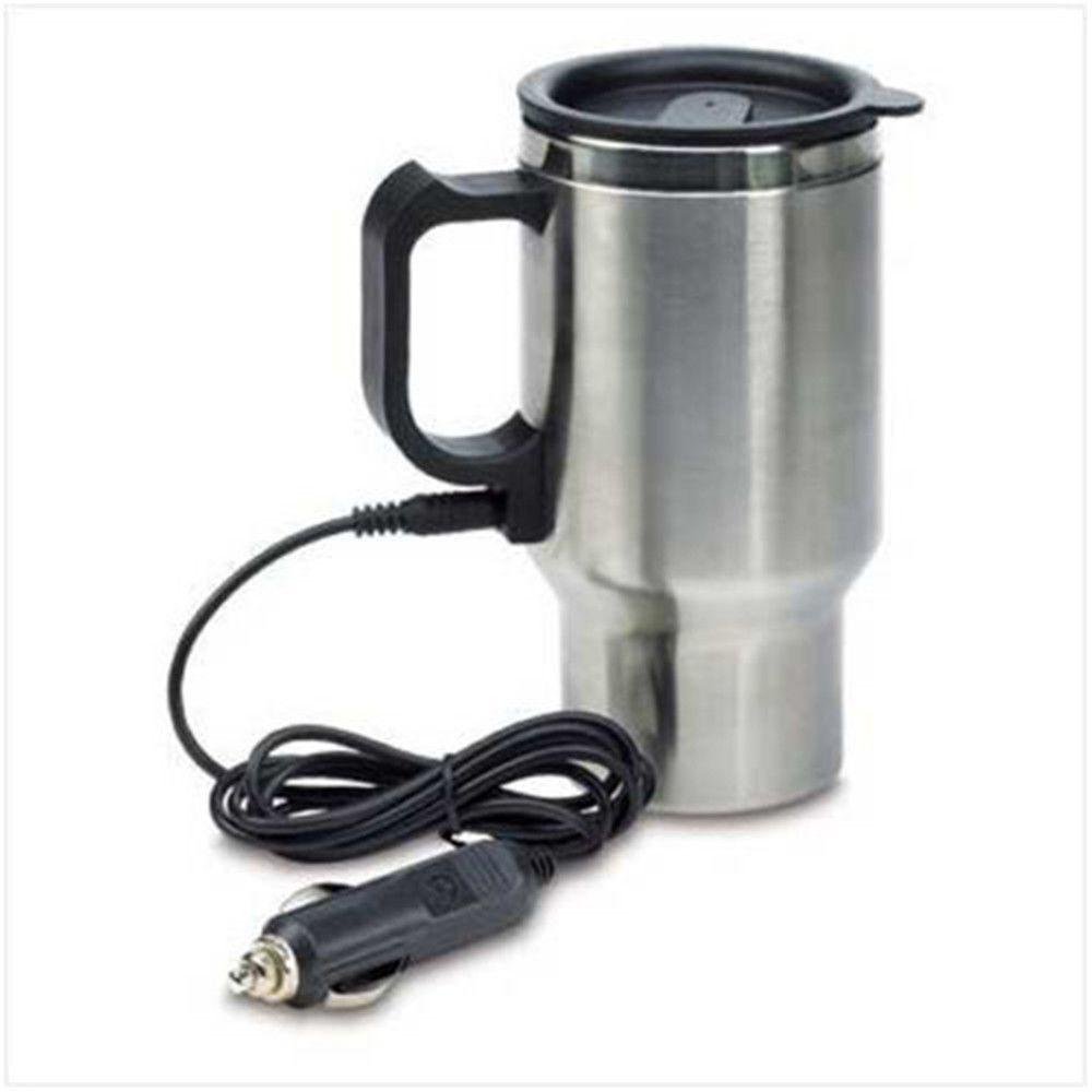 Heated stainless steel car coffee mug with charger & usb