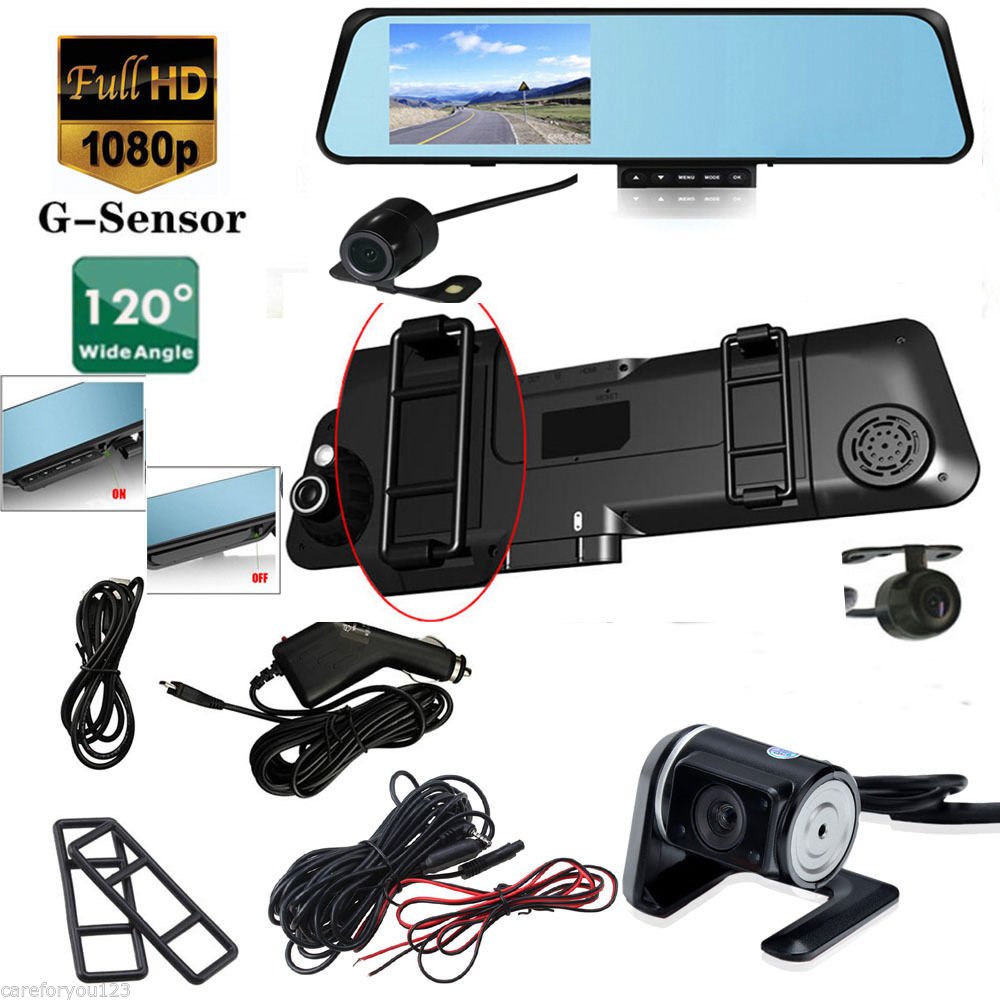 Full hd 1080p dual cameras on rearview mirror