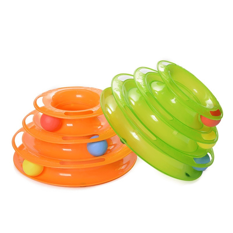3 level ball training tower cat toy