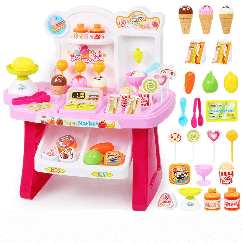 4 pcs mini supermarket shop play toy set