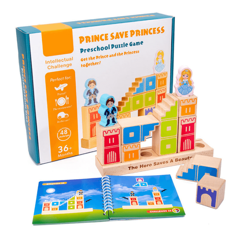 Wooden building blocks toy prince save the princess