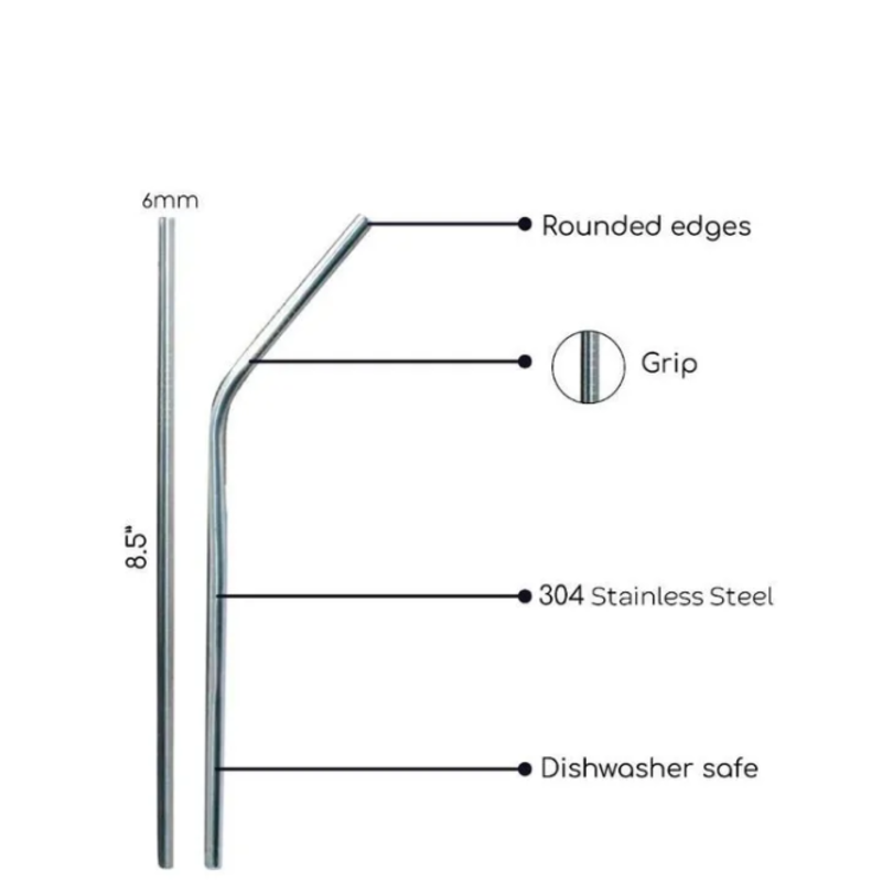 Reusable stainless steel straws pack of 5
