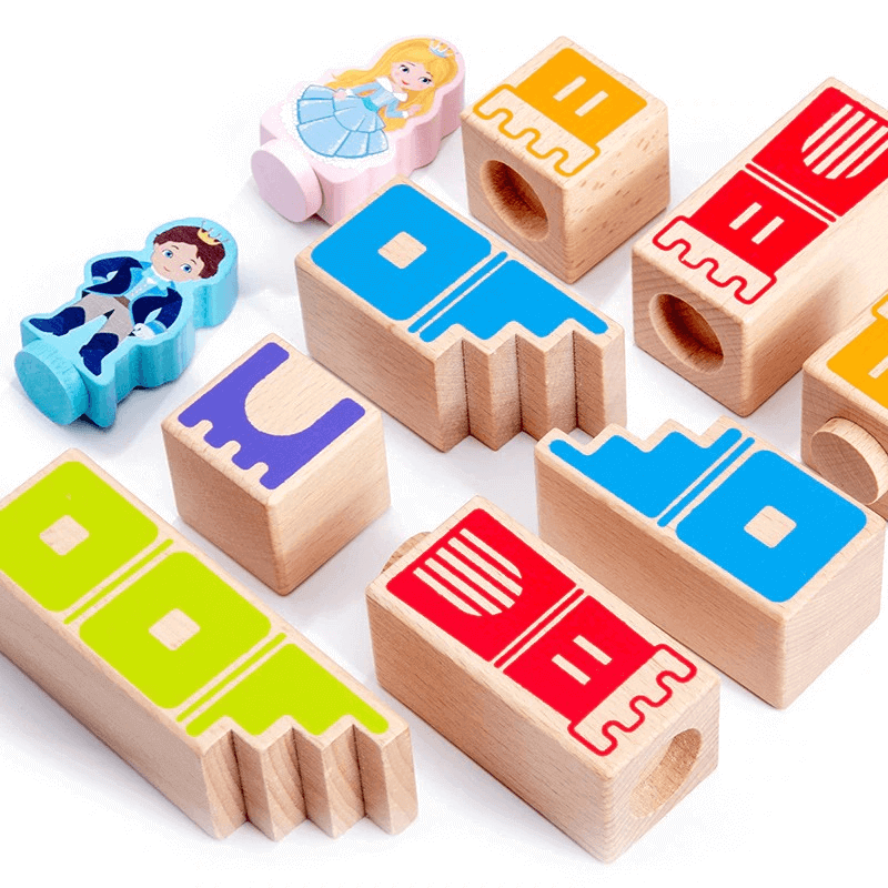 Wooden building blocks toy prince save the princess