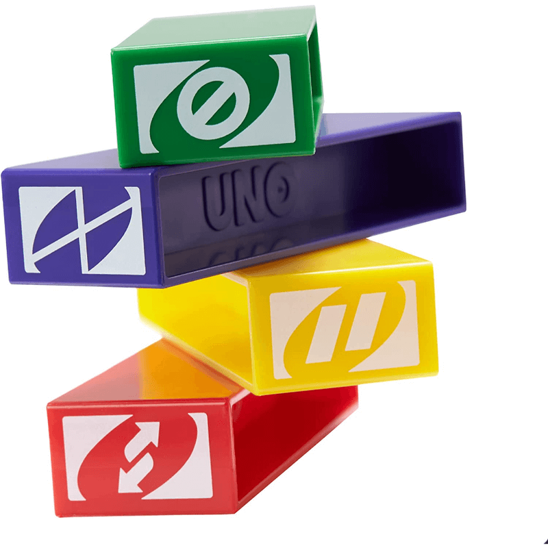 Uno stacko game with 45 color stacking blocks
